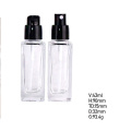 40ml clear square glass cosmetic lotion bottle with pump makeup foundation pump bottle